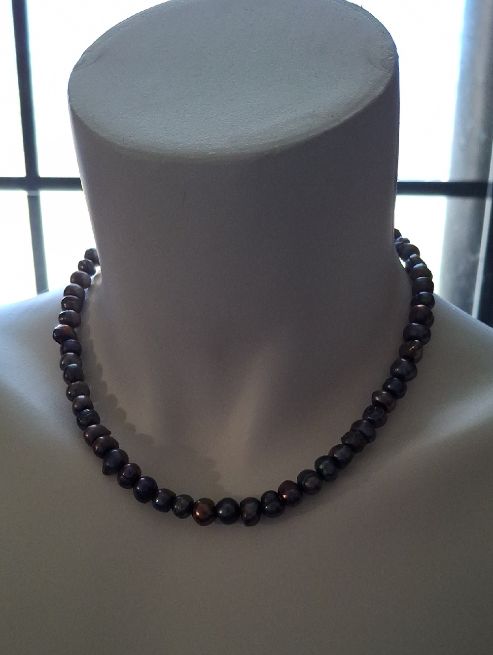 Iridescent Purple Glass Pearl Necklace